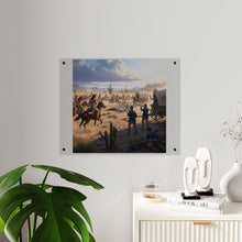 Load image into Gallery viewer, Acrylic Wall Art Panel - Apache Indians attacking a US Army defending a wagon train