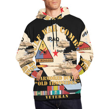 Load image into Gallery viewer, Men's All Over Print Hoodie (USA Size) (Model H13) - Gulf War Combat Armor Vet w 1st Armored Division