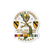 Load image into Gallery viewer, Die-Cut Magnet - Army - Vietnam Combat Cavalry Veteran w 1st Bn 12th Cav DUI - 1st Cav Div - 3D X 300