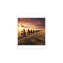 Load image into Gallery viewer, Indoor and Outdoor Silk Posters - E Company 25th Infantry Buffalo Soldiers Bicycle Corps with Guidon on the Prairie at Sunset