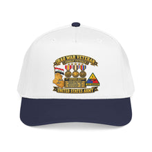 Load image into Gallery viewer, Mid Profile Baseball Cap - Army - Iraq War Veteran - Ribbon Bar - Map - SSI - 1st Armored Division - 3D - Enhanced