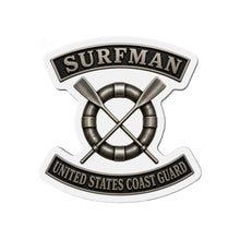 Load image into Gallery viewer, Die-Cut Magnet - USCG - Surfman Badge w txt - 3D - Enhanced