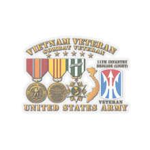 Load image into Gallery viewer, Kiss-Cut Stickers - Army - Vietnam Vet - w Medals - VN - 11th Infantry Brigade (Light) - 3D Enhanced X 300