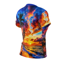 Load image into Gallery viewer, Sunset Palm Beach Tee — Women's All-Over Print Tropical Sunset Shirt