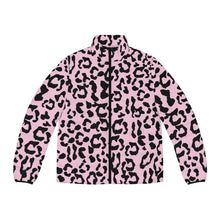 Load image into Gallery viewer, Men's Puffer Jacket (AOP) - Leopard Camouflage - Baby Pink - Black