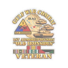 Load image into Gallery viewer, Kiss-Cut Stickers - Army - Gulf War Combat - 1st Armored Divi - Old Ironsides - Veteran - Map w GULF SVC - 3D - Enhanced