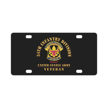 Load image into Gallery viewer, Army - DUI - 34th Infantry Division - Red Bull - US Army Veteran X 300 Classic License Plate