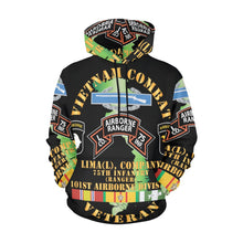 Load image into Gallery viewer, Men's All Over Print Hoodie (USA Size) (Model H13) - Vietnam Combat Vet - L Co 75th Infantry (Ranger) - 101st Airborne Div SSI