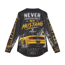 Load image into Gallery viewer, Never Underestimate My Mustang Long Sleeve Shirt — Men's UV Protection
