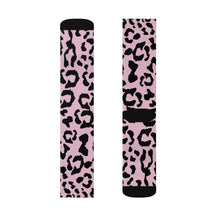 Load image into Gallery viewer, Sublimation Socks - Leopard Camouflage - Baby Pink - Black