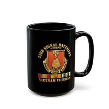 Load image into Gallery viewer, Black Mug — 53rd Signal Battalion (Corps) - Vietnam Veteran with VN SVC w 3D GOld Enhanced X 300