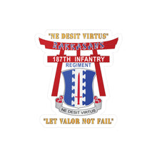 Load image into Gallery viewer, Kiss-Cut Vinyl Decals - Army - 187th Infantry Regiment - Torii, Rakkasans, Let Valor Not Fail, English, Latin X 300