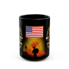 Load image into Gallery viewer, Black Mug 15oz - Vietnam Veteran - 1st Signal Brigade - Combat Veteran with Vietnam Service Ribbons - Spec
