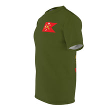 Load image into Gallery viewer, Unisex Cut & Sew Tee (AOP) - C Battery, 2nd Bn 28th Artillery - 210th FA Bde - Ansbach Germany w M109 w Overseas Cold SVC