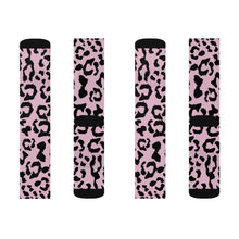 Load image into Gallery viewer, Sublimation Socks - Leopard Camouflage - Baby Pink - Black