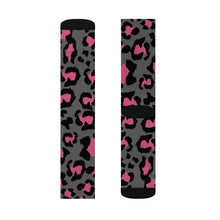 Load image into Gallery viewer, Sublimation Socks - Leopard Camouflage - Dark Grey - Pink