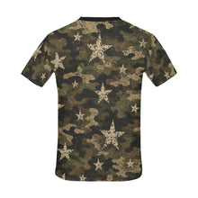 Load image into Gallery viewer, Distressed Camo Stars Pattern Men's All Over Print Crew Neck T-Shirt