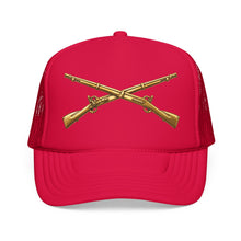 Load image into Gallery viewer, Foam Trucker Hat - Army - Infantry Branch Insignia - no text - Gold - 3D - Enhanced