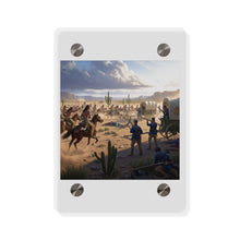 Load image into Gallery viewer, Acrylic Wall Art Panel - Apache Indians attacking a US Army defending a wagon train