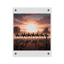 Load image into Gallery viewer, Acrylic Wall Art Panel - 10th Cavalry on Patrol in the sunset w 10th Cav Guidon