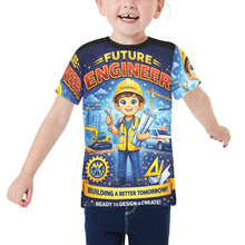 Load image into Gallery viewer, Little Kids' All Over Print Crew Neck T-Shirt - Young Patriot - Future Engineer Male
