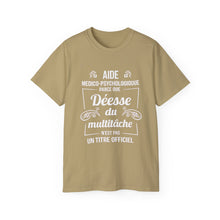 Load image into Gallery viewer, Unisex Ultra Cotton Tee - Déesse multitâche en typographie rose - white texts