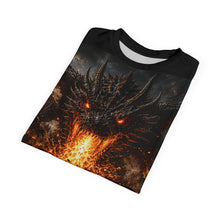 Load image into Gallery viewer, Dragon Fire All-Over Print Tee — Medieval Dragon Graphic Shirt