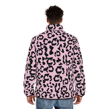 Load image into Gallery viewer, Men's Puffer Jacket (AOP) - Leopard Camouflage - Baby Pink - Black