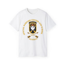 Load image into Gallery viewer, Unisex Ultra Cotton Tee - JFK Special Warfare Center - School SSI w Branch - Veteran wo Backgrnd