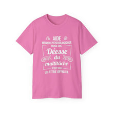 Load image into Gallery viewer, Unisex Ultra Cotton Tee - Déesse multitâche en typographie rose - white texts