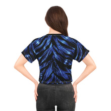 Load image into Gallery viewer, All-Over Print Beach & Festival Crop Tee - Electric blue zebra glow