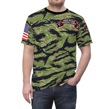 Load image into Gallery viewer, Unisex AOP Tee - Army - F Company, 425th Long Range Surveillance (RANGER) - Military Tiger Stripe Jungle Camouflage Shirt