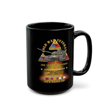 Load image into Gallery viewer, Black Mug (15oz) - Army - Cold War Vet - 3rd Armored Division - Gelnhausen, Germany - M60A3 Tank - Spearhead w Fire - 1982-1984 w DUI - COLD X 300
