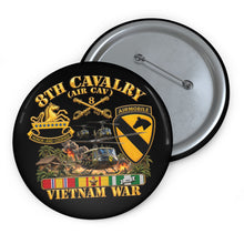 Load image into Gallery viewer, Custom Pin Buttons - Army - 8th Cavalry (Air Cav) - 1st Cav Division w VN SVC - 3D - Enhanced
