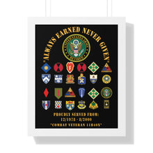 Load image into Gallery viewer, Honorable Veteran Framed Poster, Military Wall Art, Retirement Gift, Veteran's Day Decor, Personalized Military Tribute - Combat Veteran - 11B40X - Retired Army with Multi Units