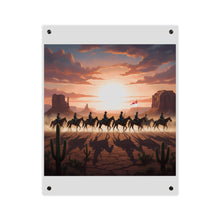 Load image into Gallery viewer, Acrylic Wall Art Panel - 10th Cavalry on Patrol in the sunset w 10th Cav Guidon