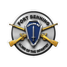 Load image into Gallery viewer, Kiss-Cut Stickers - 3D Enhanced - Fort Benning - Follow Me - Home of the infantry Emblem