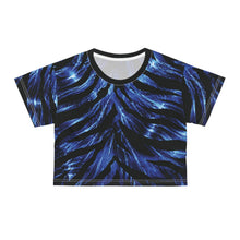 Load image into Gallery viewer, All-Over Print Beach & Festival Crop Tee - Electric blue zebra glow