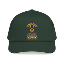 Load image into Gallery viewer, Mid Profile Baseball Cap - Vietnam War Purple Heart Medal w VN SVC - with Vietnam Scene - 3D - Transparent