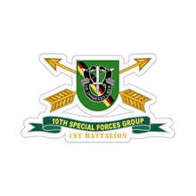 Load image into Gallery viewer, Kiss-Cut Stickers - Army - 1st Battalion, 10th Special Forces Group - Flash w Br - Ribbon X 300