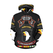 Load image into Gallery viewer, Men's All Over Print Hoodie (USA Size) (Model H13) - SSI - Vietnam - L Co 75th Ranger - 101st Abn - LRSD w VN SVC