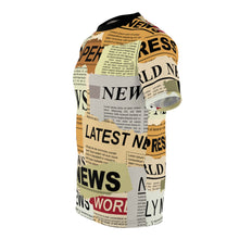 Load image into Gallery viewer, Unisex Cut & Sew Tee (AOP) - Todays News - Press - Randomly scattered scraps of old newspapers