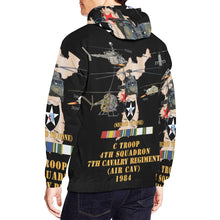Load image into Gallery viewer, Army - Korea Map - 2nd Infantry Div - C Trp, 4th Sqdr, 7th Cav (Air Cav) w AC - SVC X 300 Men's All Over Print Hoodie (USA Size) (Model H13)