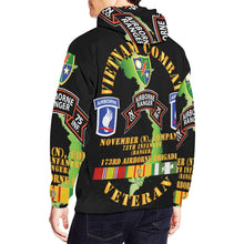Load image into Gallery viewer, Men's All Over Print Hoodie (USA Size) (Model H13) - Vietnam Combat Veteran - N Co 75th Inf Ranger - 173rd Abn Bde
