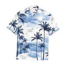Load image into Gallery viewer, Tropical palm silhouettes in watercolor blues Men's All Over Print Hawaiian Shirt With Chest Pocket(ModelT58)(Merged Design)
