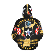 Load image into Gallery viewer, Men's All Over Print Hoodie (USA Size) (Model H13) - Army - Korea Service Vet - 2nd Infantry Div - 8th US Army