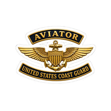 Load image into Gallery viewer, Kiss-Cut Stickers - USCG - Aviator Badge w txt - 3D - Enhanced