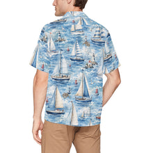Load image into Gallery viewer, Watercolor Sailboat Seascape Men's All Over Print Hawaiian Shirt With Chest Pocket