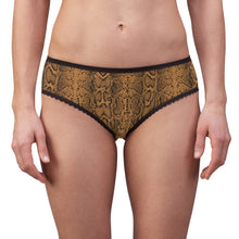 Load image into Gallery viewer, Stylish Women's Briefs with Snake Print, Trendy Underwear, Comfortable Lingerie - Black and White Snake Skin - Light Brown