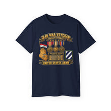 Load image into Gallery viewer, Unisex Ultra Cotton Tee - Army - Iraq War Veteran - Ribbon Bar - Map - SSI - 3rd Infantry Division - 3D - Enhanced